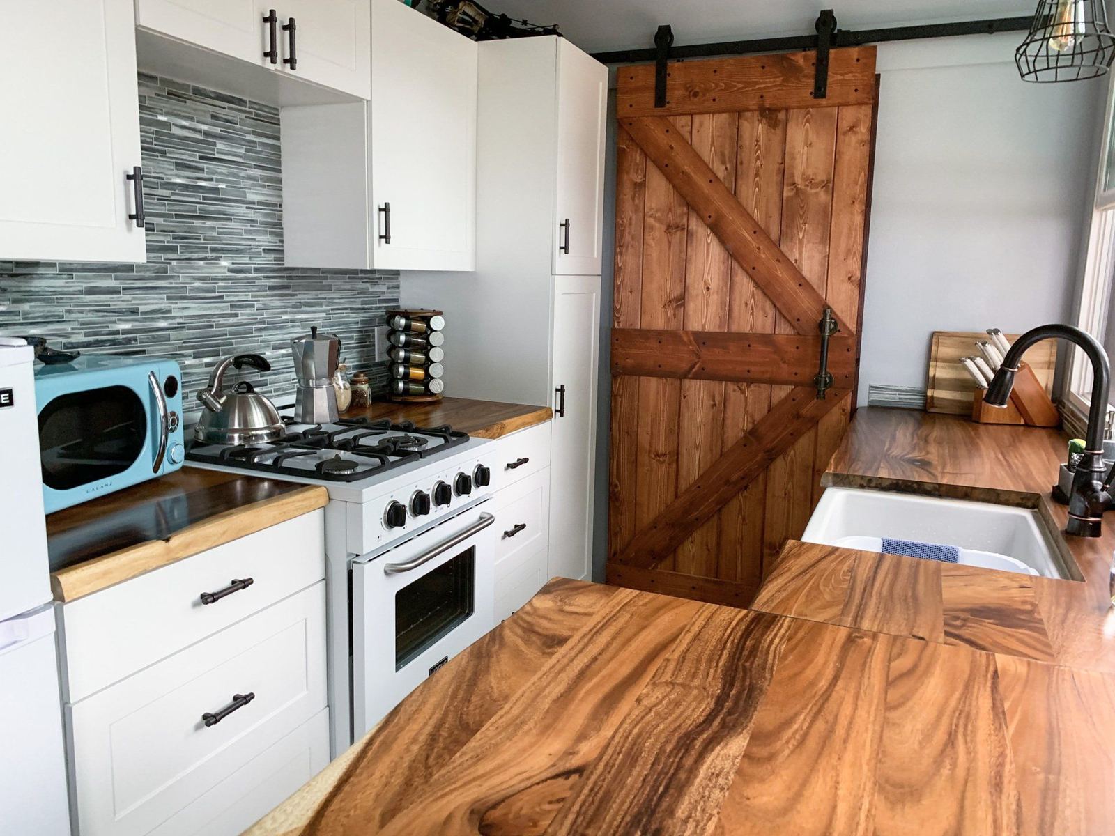 Finished custom kitchen inside a container home
